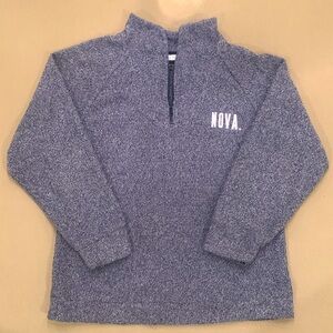 Villanova Nova Wooly Threads 1/4 Zip Thick Sweatshirt Large Blue White Made USA